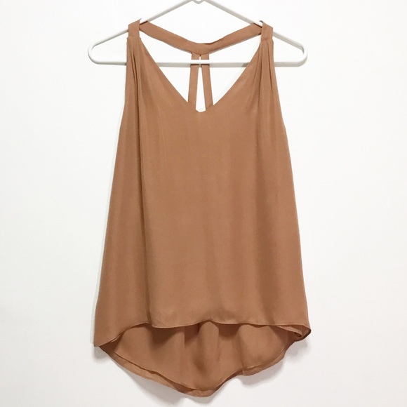 Haute Hippie Tops - Haute Hippie Orange Tan Silk Tank Top